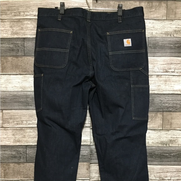 Carhartt Relaxed Fit Double Knee Work Jeans Men’s 40x30 Dark Wash Blue Denim - Picture 7 of 10